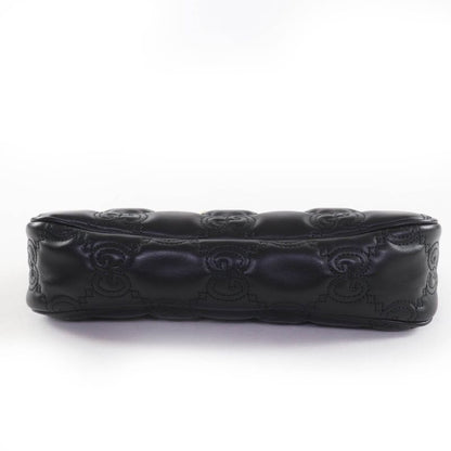 Gucci 735049 Ggmatelasse 2WAY Leather Handbag Shoulder Bag Black Storage With