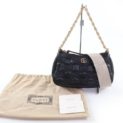 Gucci 735049 Ggmatelasse 2WAY Leather Handbag Shoulder Bag Black Storage With