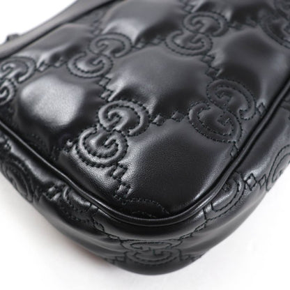 Gucci 735049 Ggmatelasse 2WAY Leather Handbag Shoulder Bag Black Storage With