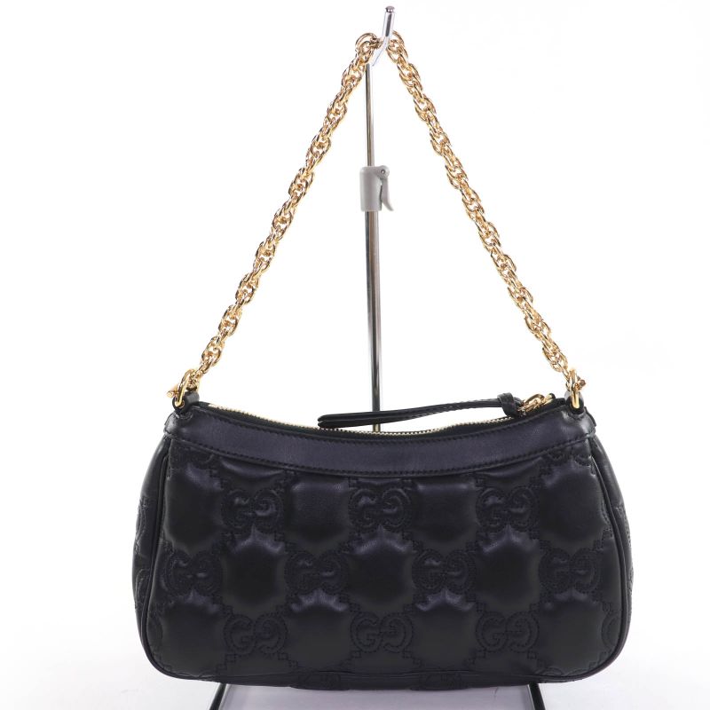 Gucci 735049 Ggmatelasse 2WAY Leather Handbag Shoulder Bag Black Storage With