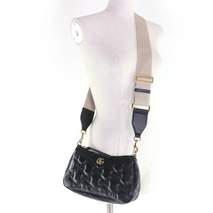 Gucci 735049 Ggmatelasse 2WAY Leather Handbag Shoulder Bag Black Storage With