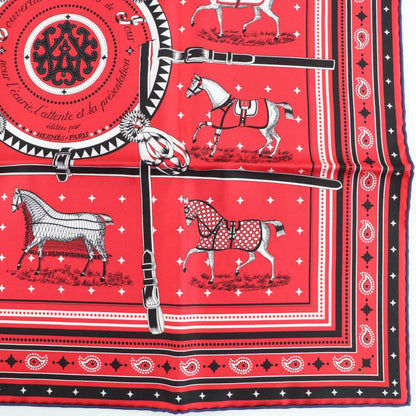 Hermes Carré 55 Couvertures Et Tenues De Jour Horsewear 100% Silk Rouge/noir/bla