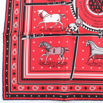Hermes Carré 55 Couvertures Et Tenues De Jour Horsewear 100% Silk Rouge/noir/bla