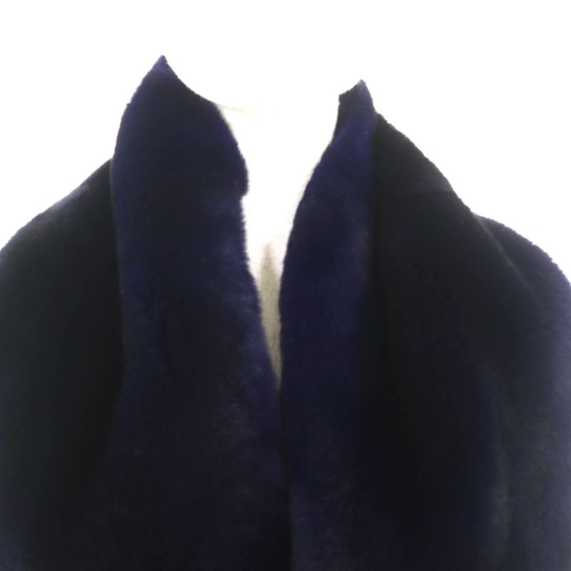LOEWE Orillag Fur Lined Scarf With Logo Black Purple Genuine
