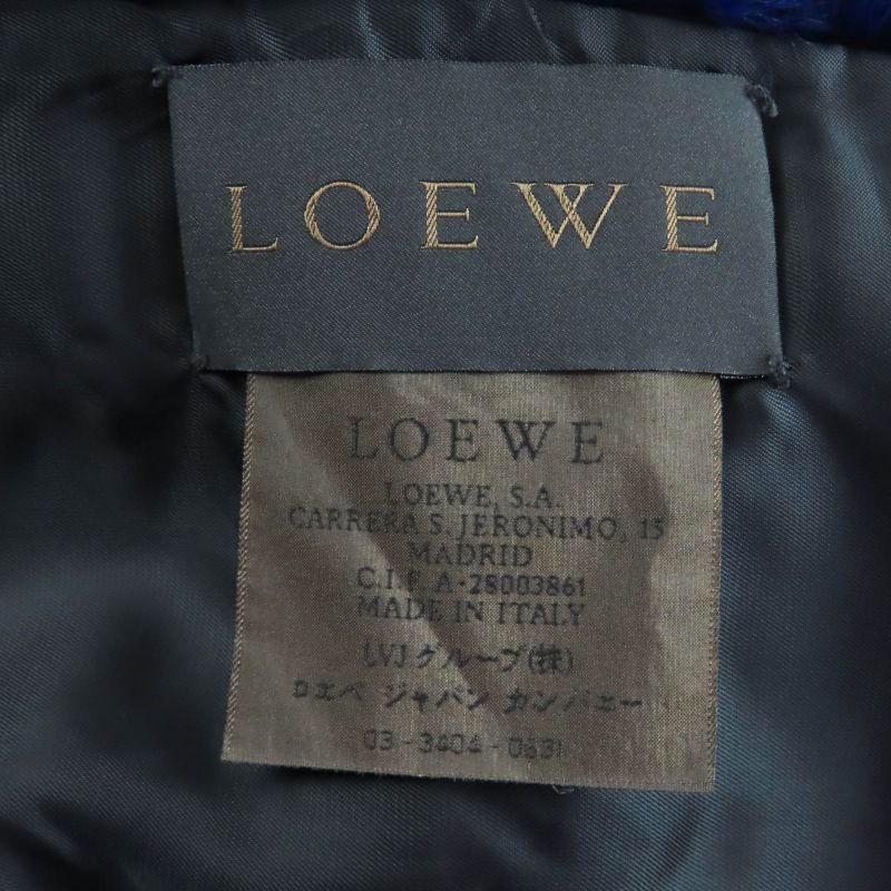 LOEWE Orillag Fur Lined Scarf With Logo Black Purple Genuine