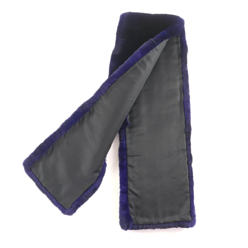 LOEWE Orillag Fur Lined Scarf With Logo Black Purple Genuine