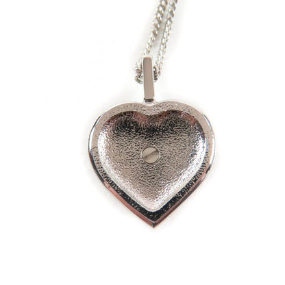 CHANEL B23B Coco Mark Rhinestone Faux Pearl Heart Necklace Silver With Box Made