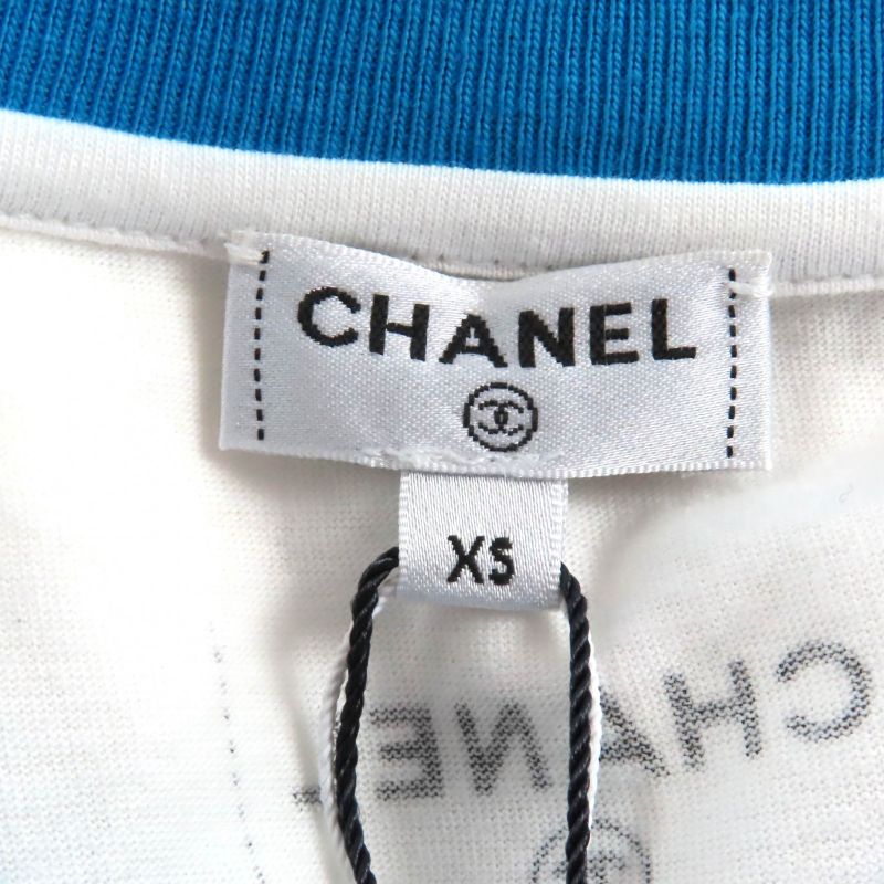 CHANEL P55822 100% Cotton Cuba Collection Coco Mark Long Sleeve T-shirt White
