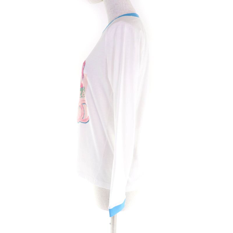CHANEL P55822 100% Cotton Cuba Collection Coco Mark Long Sleeve T-shirt White