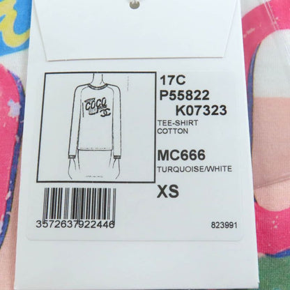 CHANEL P55822 100% Cotton Cuba Collection Coco Mark Long Sleeve T-shirt White