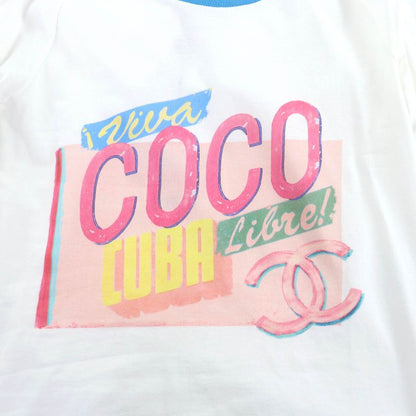 CHANEL P55822 100% Cotton Cuba Collection Coco Mark Long Sleeve T-shirt White