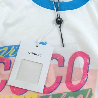 CHANEL P55822 100% Cotton Cuba Collection Coco Mark Long Sleeve T-shirt White