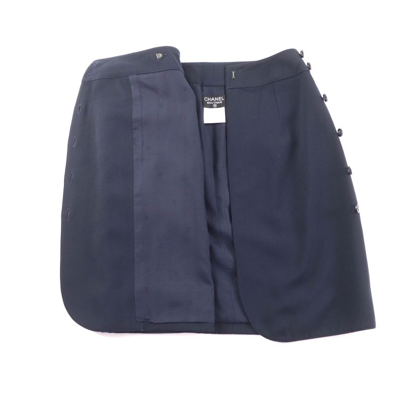 CHANEL Vintage 96P P06492 Lined With 100% Silk Knee-length Wool Skirt With Coco