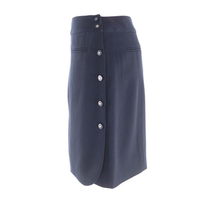 CHANEL Vintage 96P P06492 Lined With 100% Silk Knee-length Wool Skirt With Coco