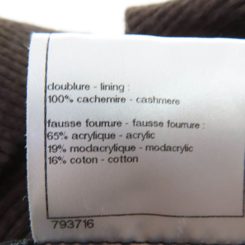 CHANEL P39161w04638 100% Cashmere Eco Fur Zip Up Knit Jacket Brownish 36 Made