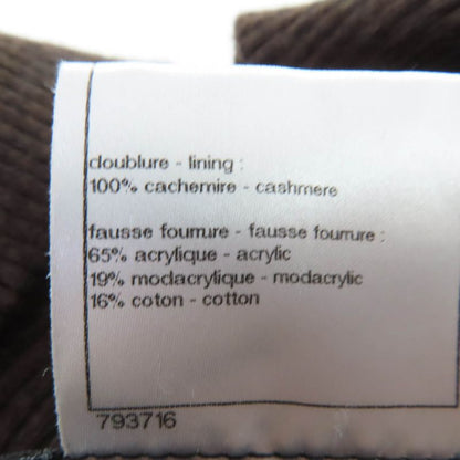 CHANEL P39161w04638 100% Cashmere Eco Fur Zip Up Knit Jacket Brownish 36 Made