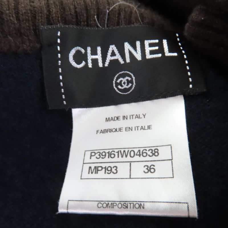CHANEL P39161w04638 100% Cashmere Eco Fur Zip Up Knit Jacket Brownish 36 Made