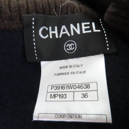 CHANEL P39161w04638 100% Cashmere Eco Fur Zip Up Knit Jacket Brownish 36 Made