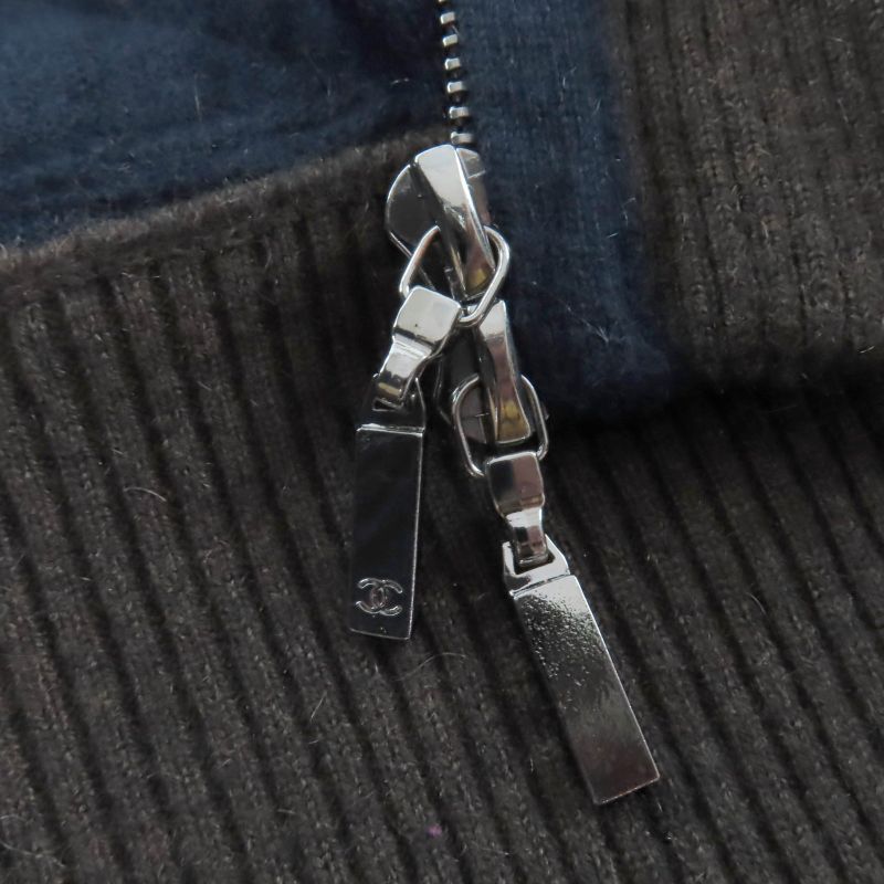 CHANEL P39161w04638 100% Cashmere Eco Fur Zip Up Knit Jacket Brownish 36 Made