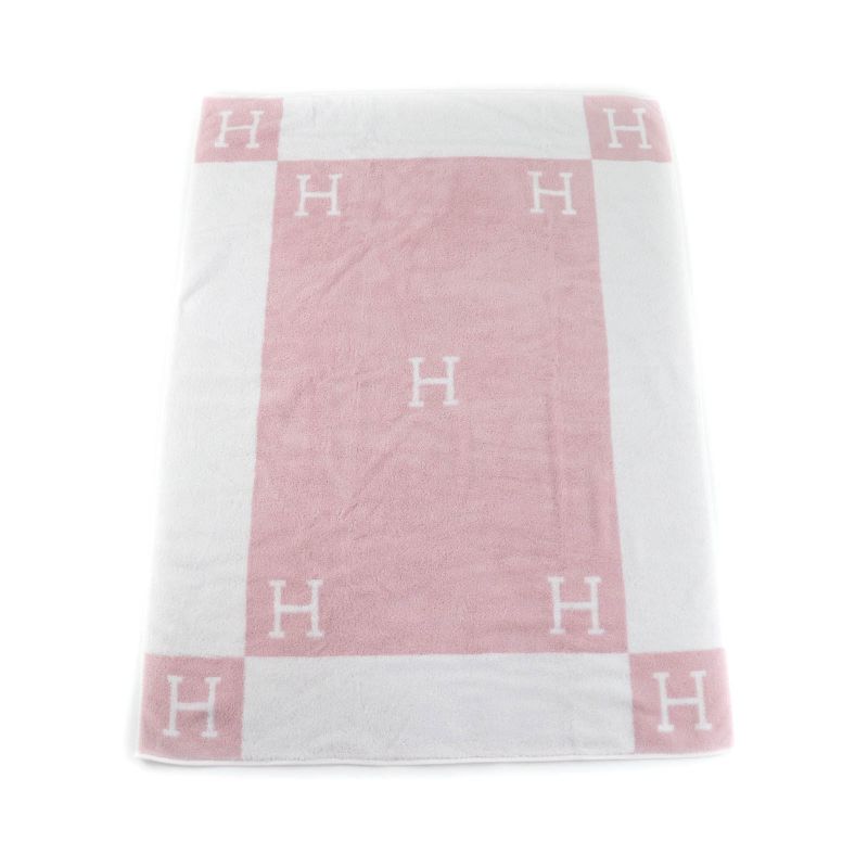 Hermes Avalon 100% Cotton Rose Lira H Design Bath Towel With Box Made In France