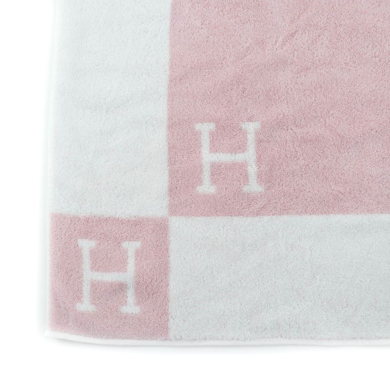 Hermes Avalon 100% Cotton Rose Lira H Design Bath Towel With Box Made In France