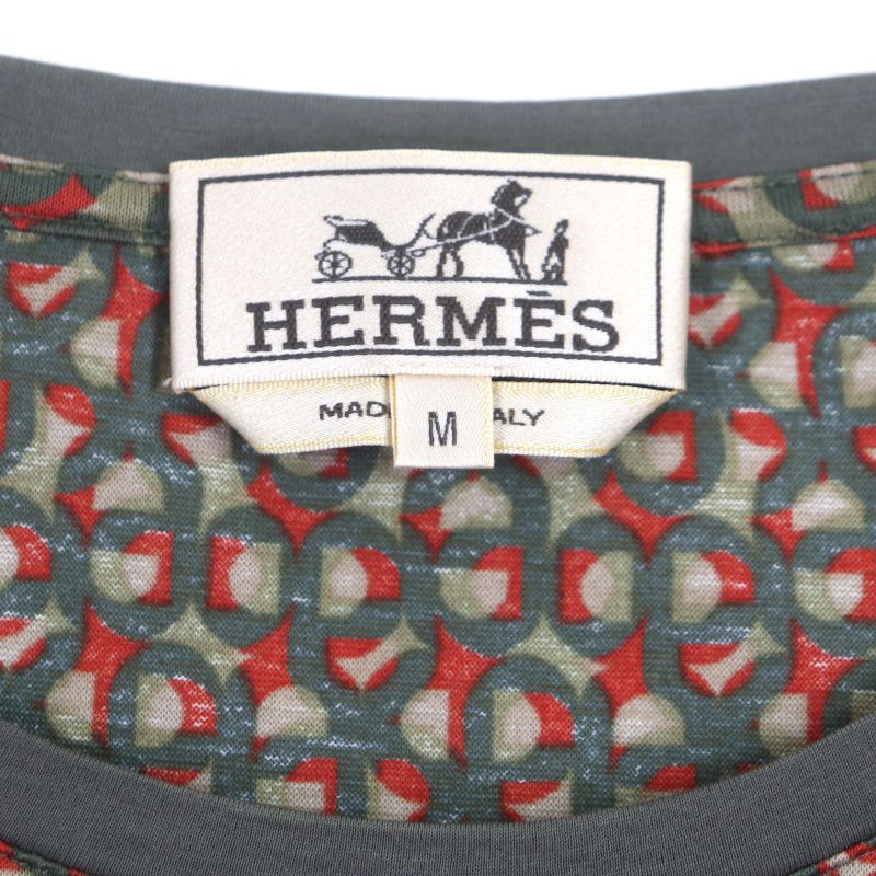 Hermes 100% Cotton Chaine D'ancre Patterned Crew Neck Short Sleeves Short