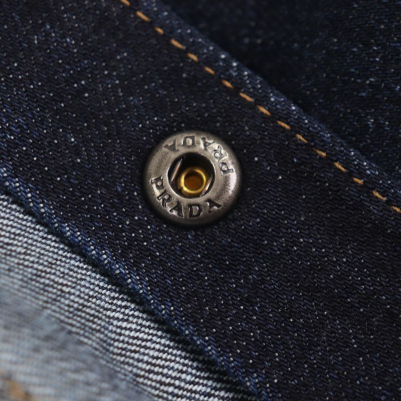 Prada 23SS Gec067 Triangle Logo Triangle Plate Washed Short Sleeve Short