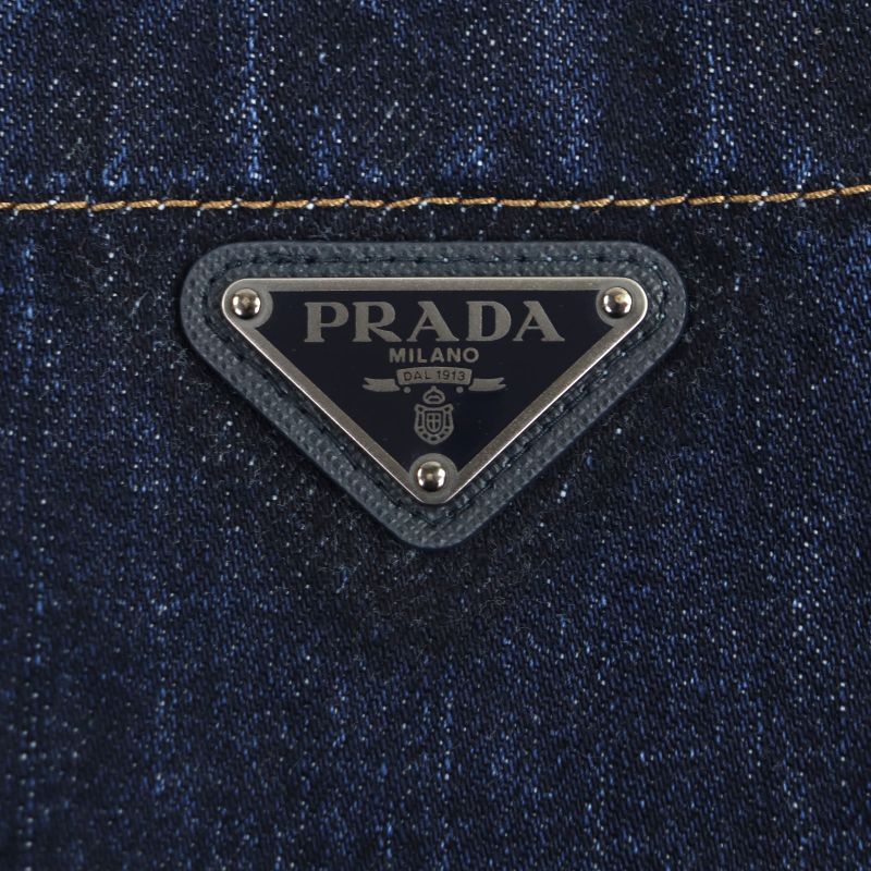 Prada 23SS Gec067 Triangle Logo Triangle Plate Washed Short Sleeve Short