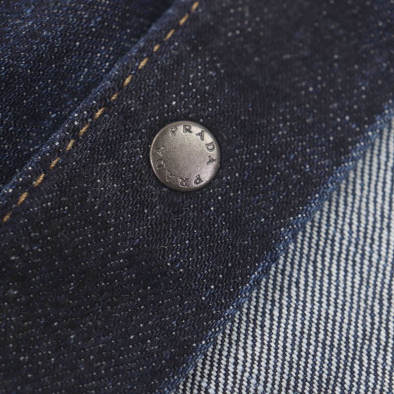 Prada 23SS Gec067 Triangle Logo Triangle Plate Washed Short Sleeve Short