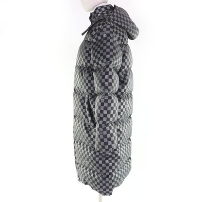 Louis Vuitton 1a5ibt Long Length Damier Down Coat With Hood Gray Black Lame 34