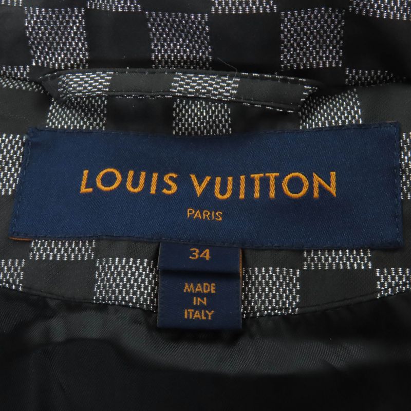 Louis Vuitton 1a5ibt Long Length Damier Down Coat With Hood Gray Black Lame 34