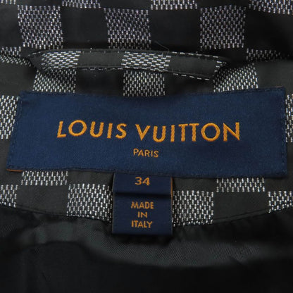 Louis Vuitton 1a5ibt Long Length Damier Down Coat With Hood Gray Black Lame 34