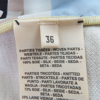 Hermes 23AW Figur Artistic 100% Silk Light Blue/beige/milk Twill Laine Dress 36