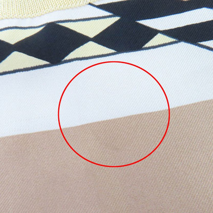 Hermes 23AW Figur Artistic 100% Silk Light Blue/beige/milk Twill Laine Dress 36