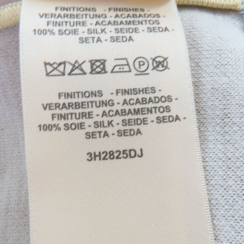 Hermes 23AW Figur Artistic 100% Silk Light Blue/beige/milk Twill Laine Dress 36