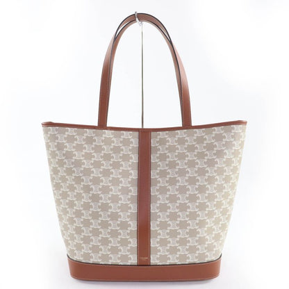 Celine 115072 Triomphe Cabas Tote Bag Medium Leather Triomphe Canvas Glaze