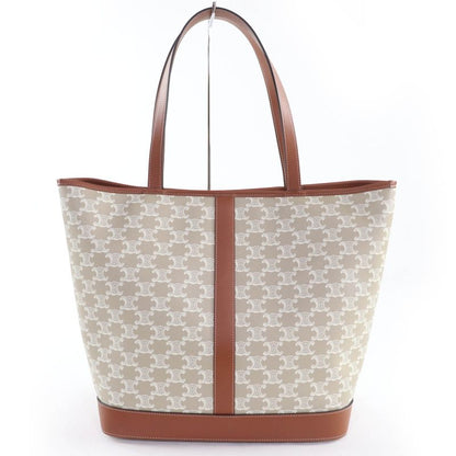 Celine 115072 Triomphe Cabas Tote Bag Medium Leather Triomphe Canvas Glaze