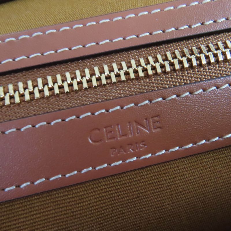 Celine 115072 Triomphe Cabas Tote Bag Medium Leather Triomphe Canvas Glaze