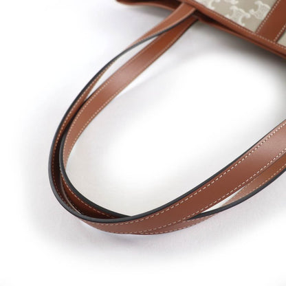 Celine 115072 Triomphe Cabas Tote Bag Medium Leather Triomphe Canvas Glaze