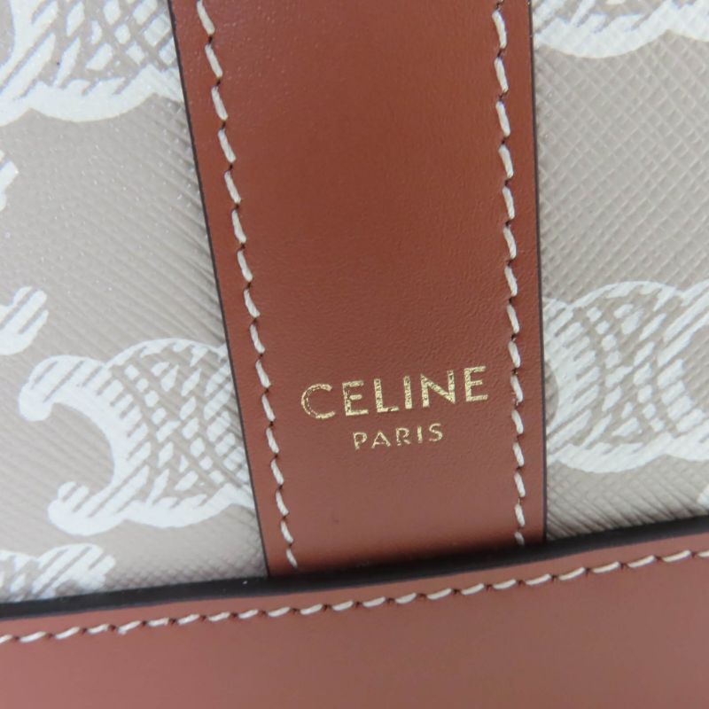 Celine 115072 Triomphe Cabas Tote Bag Medium Leather Triomphe Canvas Glaze