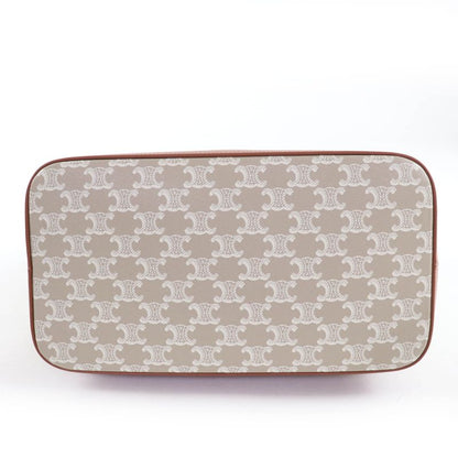 Celine 115072 Triomphe Cabas Tote Bag Medium Leather Triomphe Canvas Glaze