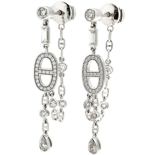 Hermes Earrings Chaos Fancy 18k White Gold Diamond White Gold Au750 18k Gold