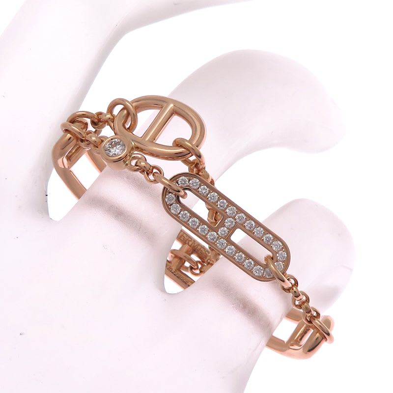 Hermes Rose Gold Diamante Charm Ring