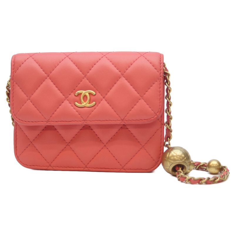 Chanel No 30 Ap1628 Pink Lamb Ghardware Coco Ball Chain Pochette Clutch Mini Bag