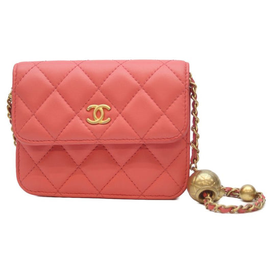 Chanel No 30 Ap1628 Pink Lamb Ghardware Coco Ball Chain Pochette Clutch Mini Bag