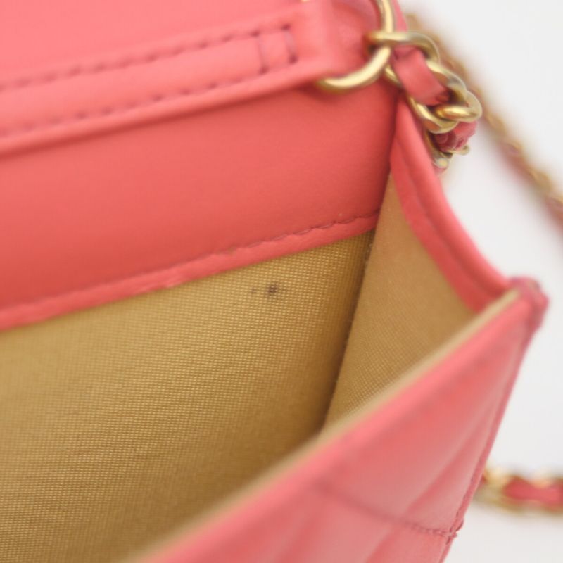 Chanel No 30 Ap1628 Pink Lamb Ghardware Coco Ball Chain Pochette Clutch Mini Bag