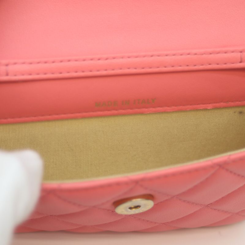 Chanel No 30 Ap1628 Pink Lamb Ghardware Coco Ball Chain Pochette Clutch Mini Bag