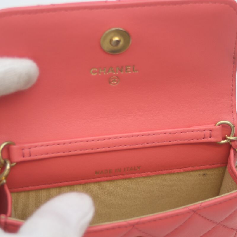 Chanel No 30 Ap1628 Pink Lamb Ghardware Coco Ball Chain Pochette Clutch Mini Bag