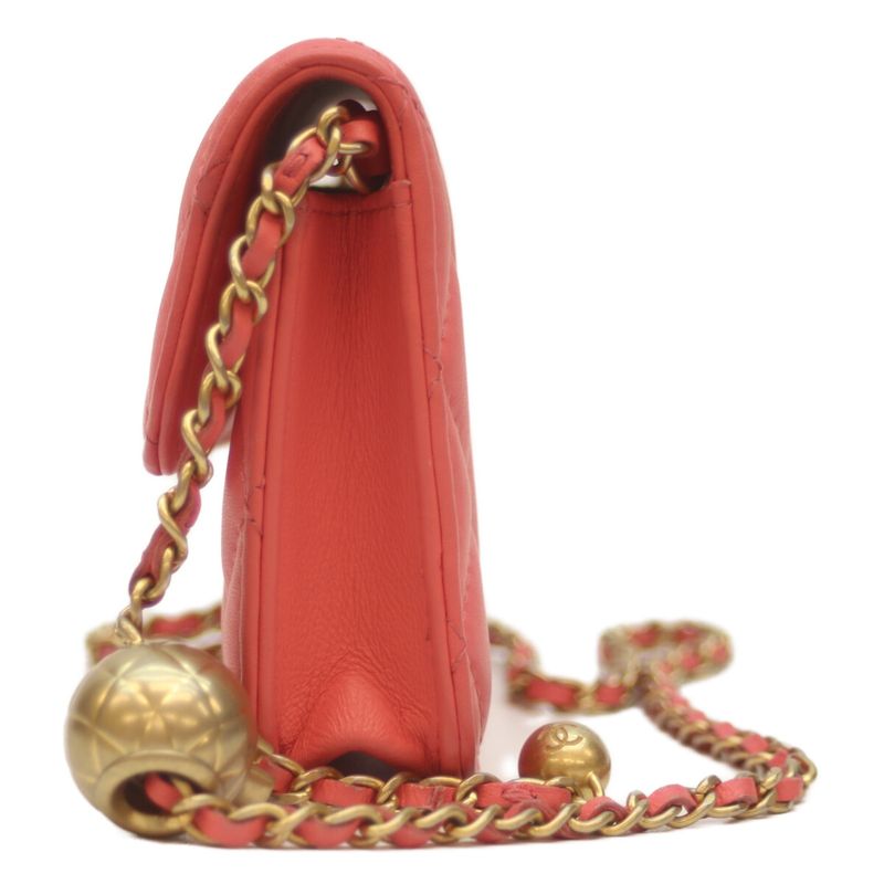 Chanel No 30 Ap1628 Pink Lamb Ghardware Coco Ball Chain Pochette Clutch Mini Bag