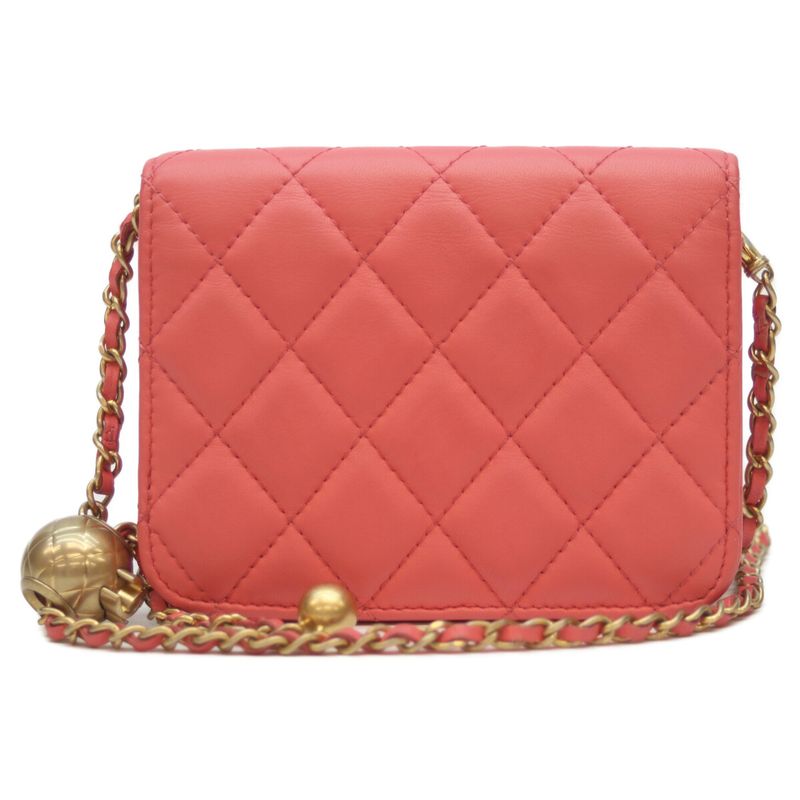 Chanel No 30 Ap1628 Pink Lamb Ghardware Coco Ball Chain Pochette Clutch Mini Bag